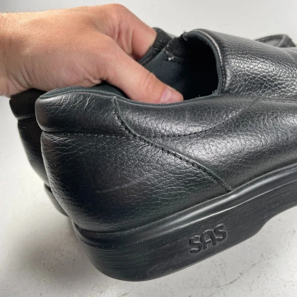 SAS Side Gore Loafers Mens Size 11 Wide Black Leather Orthotic Slip On Comfort